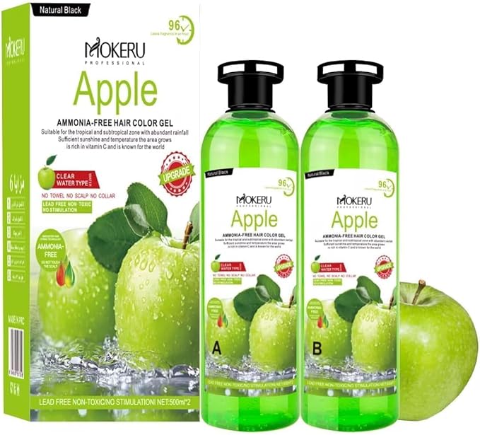 Mokeru Professional Apple Hair Crystal Black Dye. Professional AMMONIA-FREE HAIR COLOR GEL. – New Upgraded Clear Water Formula – 2‑Pack (500 ml Each) - Image 2